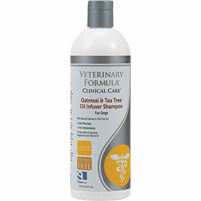 Picture of Veterinary Formula Clinical Care Oatmeal and Tea Tree Oil Infuser Shampoo for Dogs - Fast-Acting, Gentle, 100% Safe Medicated Shampoo to Treat Fungal, Bacterial and Viral Skin Infections in Dogs, 16oz