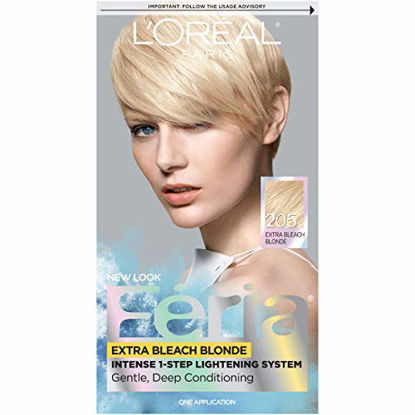 Picture of L'Oreal Paris Feria Multi-Faceted Shimmering Permanent Hair Color, 205 Bleach Blonding (Extra Bleach Blonde), Pack of 1, Hair Dye