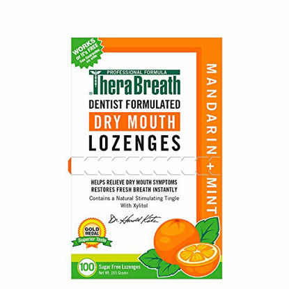 Picture of TheraBreath Dry Mouth ZINC Lozenges, Mandarin Mint Flavor, 100 Lozenges