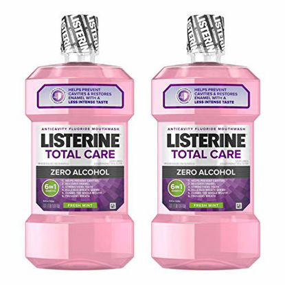 Picture of Listerine Total Care Alcohol-Free Anticavity Mouthwash, 6 Benefit Fluoride Mouthwash for Bad Breath and Enamel Strength, Fresh Mint Flavor, Twin Pack, 2 x 1 L