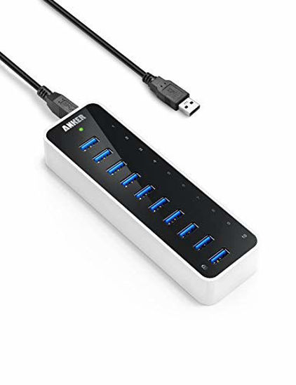 Picture of Anker [Upgraded Version] USB 3.0 SuperSpeed 10-Port Hub Including a BC 1.2 Charging Port with 60W (12V / 5A) Power Adapter [VIA VL812-B2 Chipset and Updated Firmware 9081] AH231