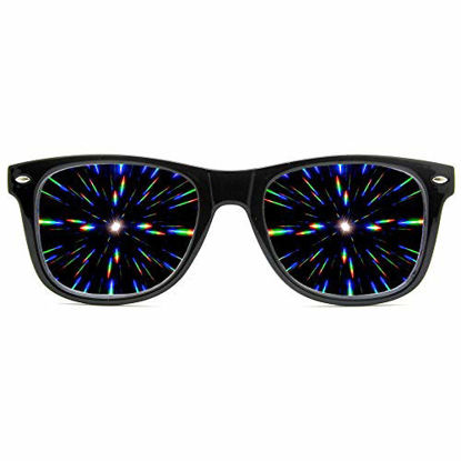 Picture of GloFX Ultimate Diffraction Glasses - Black - 3D Prism Effect EDM Rainbow,Black,