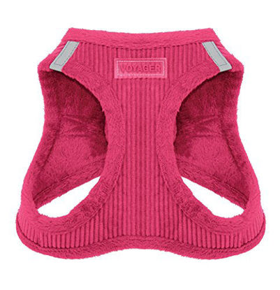Picture of Voyager Step-In Plush Dog Harness - Soft Plush, Step In Vest Harness for Small and Medium Dogs - By Best Pet Supplies - Fuchsia Corduroy, Small (Chest: 14.5" - 17")
