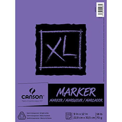 Picture of Canson XL Series Marker Paper Pad, Semi Translucent for Pen, Pencil or Marker, Fold Over, 18 Pound, 9 x 12 Inch, White, 100 Sheets (400023336)