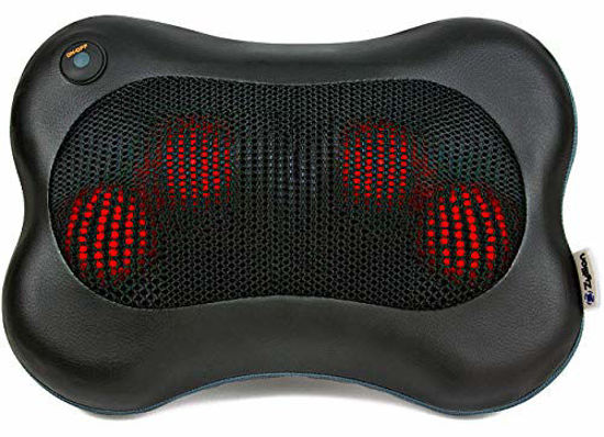 Picture of Zyllion Shiatsu Back and Neck Massager - Kneading Massage Pillow with Heat for Shoulders, Lower Back, Calf - Use at Home and Car, Black, (ZMA-13-BK)