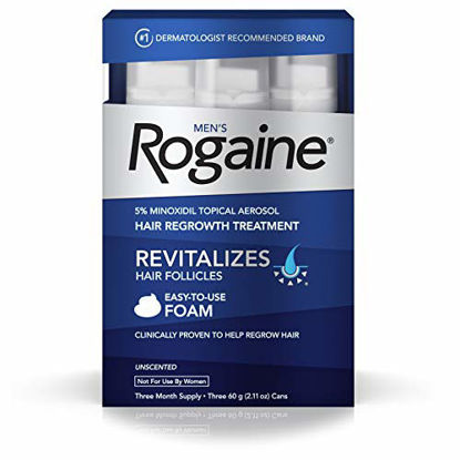 Picture of Men's Rogaine 5% Minoxidil Foam for Hair Loss and Hair Regrowth, Topical Treatment for Thinning Hair, 3-Month Supply