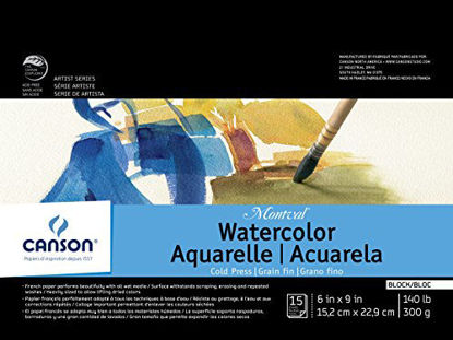 Picture of Canson Montval Watercolor Block, Cold Press Acid Free French Paper, 140 Pound, 6 x 9 Inch, 15 Sheets
