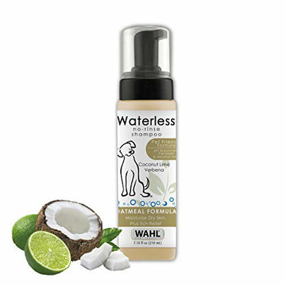 Picture of Wahl Pet Friendly Waterless No Rinse Shampoo for Animals - Oatmeal & Coconut Lime Verbena for Cleaning, Conditioning, Detangling & Moisturizing Dogs, Cats & Horses - 7.1 Oz