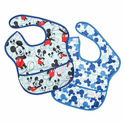 Picture of Bumkins Disney Mickey Mouse SuperBib, Baby Bib, Waterproof, Washable, Stain and Odor Resistant, 6-24 Months (Pack of 2) - Classic/Icon