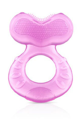 Picture of Nuby Silicone Teethe-eez Teether with Bristles, Includes Hygienic Case, Pink