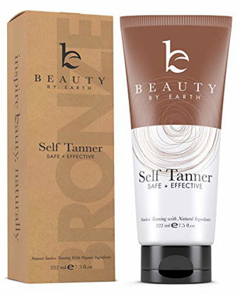 Picture of Self Tanner - With Organic Aloe Vera & Shea Butter, Sunless Tanning Lotion and Bronzer Buildable Light, Medium or Dark Tan for Natural Looking Fake Tan, Self Tanners Best Sellers (7.5oz)