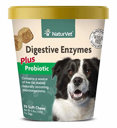 Picture of NaturVet - Digestive Enzymes for Dogs - Plus Prebiotics & Probiotics - Helps Support Diet Change & A Healthy Digestive Tract - for Dogs & Cats - 70 Soft Chews