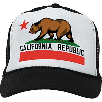 Picture of Dolphin Shirt Co California State Flag Snapback Mesh Truckers Cap Baseball Hat - Black/White