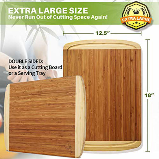 GetUSCart GREENER CHEF Extra Large Bamboo Cutting Board Lifetime