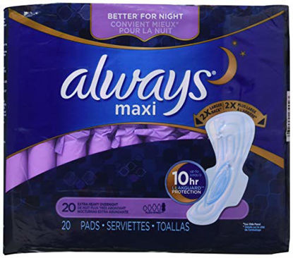 Picture of Always Extra Heavy Overnight Maxi Pads with Flexi-Wings - 20 Count (2 Pack) (Packaging may vary)