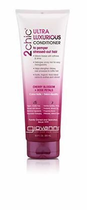 Picture of GIOVANNI 2chic Ultra Luxurious Conditioner, 8.5 oz. Cherry Blossom & Rose Petals, Enriched with Aloe Vera & Pro-Vitamin B5, Calms and Smooths Curly & Wavy Hair, Moisturizing Formula (Pack of 1)