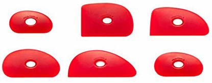 Picture of Sherrill Mudtools Polymer Ribs for Pottery and Clay Artists, Set of All 6 Red Color Shapes, Very Soft