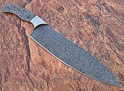 Picture of BB-456, Handmade Damascus Steel 12 Inches Full Tang Chef Knife with Stainless Steel Bolster (Blank Blade)