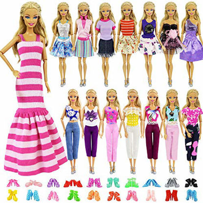 Picture of ZITA ELEMENT 5 Sets Casual Wear Clothes Mix Party Dress with 5 Pairs Shoes for 11.5 Inch Girl Doll Clothes Outfits - Fashion Handmade 11.5 Inch Girl Doll Clothing and Shoes Accessories Gift
