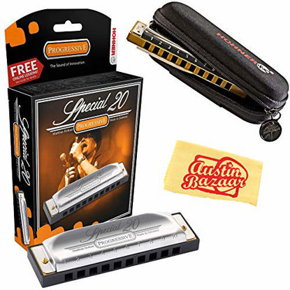Picture of Hohner 560 Special 20 Harmonica - Key of C Bundle with Carrying Case and Austin Bazaar Polishing Cloth