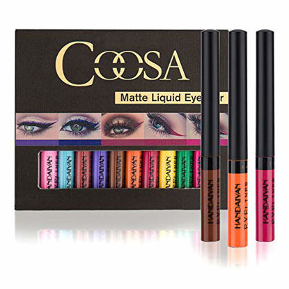 Picture of Coosa Matte Colorful Liquid Eyeliner 12Colors Long Lasting Waterproof Eyeliner Professional Bright-colored Eyeliner Pen Set - 12 PCS