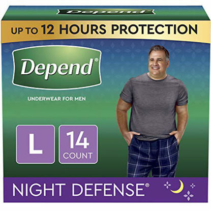 Picture of Depend Night Defense Incontinence Underwear for Men, Overnight, Disposable, Large, 28 Count (2 Packs of 14) (Packaging May Vary)