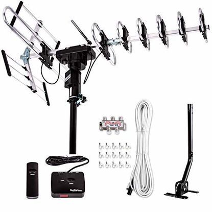 Picture of [Newest 2020] Five Star Outdoor Digital Amplified HDTV Antenna - up to 200 Mile Long Range,Directional 360 Degree Rotation,HD 4K 1080P FM Radio, Supports 5 TVs Plus Installation Kit and Mounting Pole