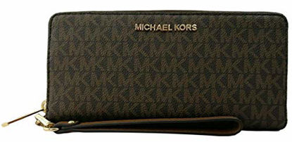 Picture of Michael Kors Women Jet Set Travel Large Travel Continental Wristlet Wallet Brown