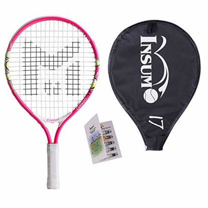 Picture of Kids Tennis Racket Starter Kit for Kids with Shoulder Strap Bag Mini Tennis Racket Toddler Tennis Raquet 17 Inch for Age 4 and Under