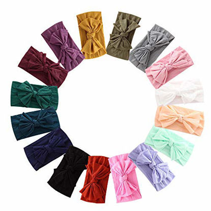 Picture of 16PCS Baby Nylon Headbands Hairbands Hair Bow Elastics for Baby Girls Newborn Infant Toddlers Kids