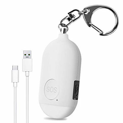 Picture of Evershop Personal Alarm Safe Sound - 130dB USB Rechargeable Emergency Self Defense Keychain Siren Security Alarms Safety Devices for Women Kids Elderly with SOS Alert Panic Button LED Flashlight