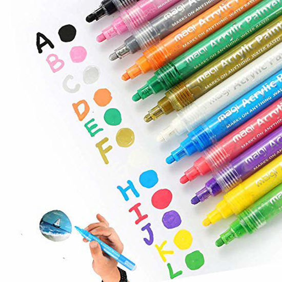 Glass Set of 10 Acrylic Paint Markers Medium Point tip Ceramic Stone Paint pens for Rock Painting 