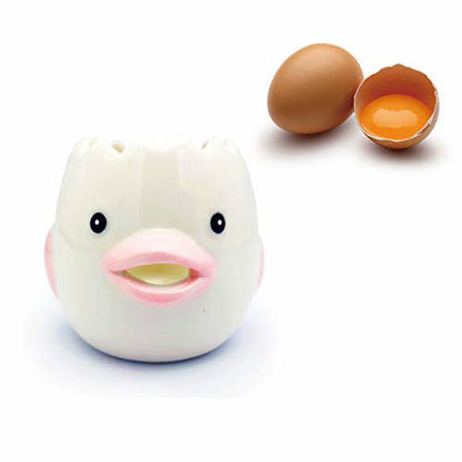 Picture of LNYFOUG Egg Separator Cute Cartoon Ceramic Egg Yolk White Divider Food Grade Strainer Filter Premium Baking Gadgets Kitchen Tool for Custards Mayonnaise (Pink)