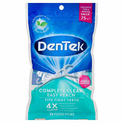 Picture of DenTek Complete Clean Floss Picks | Removes Food & Plaque | 75 Count