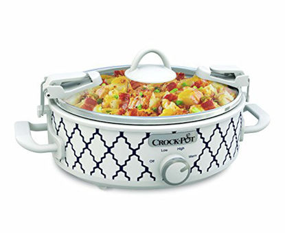 Picture of Crockpot 2.5-Quart Mini Casserole Crock Slow Cooker, White/Blue