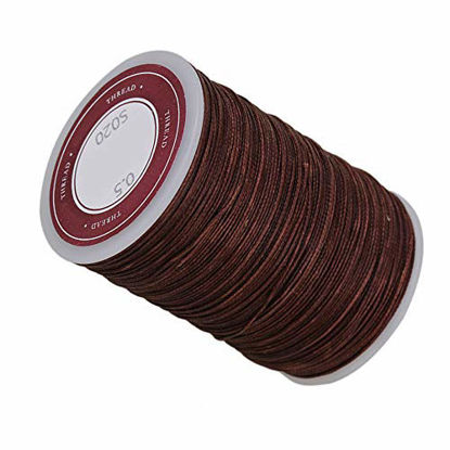 Picture of 120m Brown 0.5mm Dia Polyester Leather Sewing Round Waxed Thread Cord for DIY Handicrafts