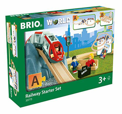 Picture of BRIO World - 33773 Railway Starter Set | 26 Piece Toy Train with Accessories and Wooden Tracks for Kids Age 3 and Up