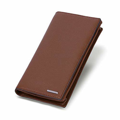 Picture of Banuce Slim Leather Long Bifold Wallet for Men Business Clutch Purse Card Holder Organizer Brown
