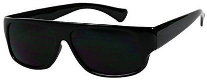 Picture of Basik Eyewear - OG Flat Top Eazy E Shades w/ Super Dark Lens Gangster Sunglasses (Black, 141), Medium