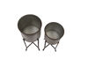 Picture of Creative Co-op Corrugated Metal Planters on Stands (Set of 2 Sizes), Silver, 2 Count