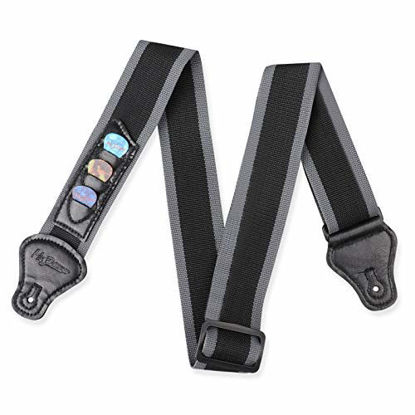 Picture of Mr.Power Guitar Strap with 3 Pick Holders for Electric/Acoustic Guitar (Nylon Strap)