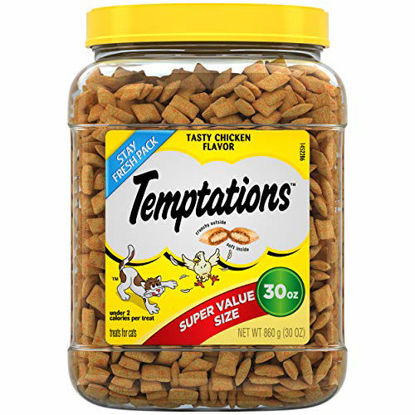 Picture of TEMPTATIONS Classic Crunchy and Soft Cat Treats Tasty Chicken Flavor, 30 Oz. Tub