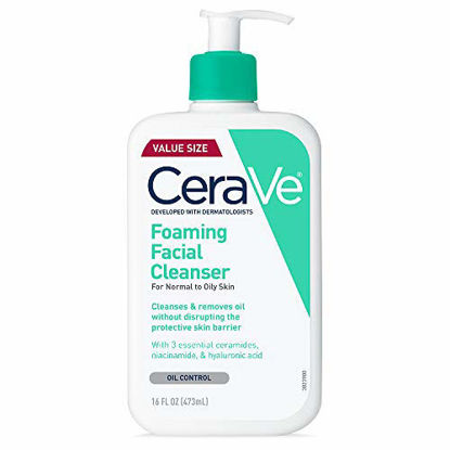 Picture of CeraVe Foaming Facial Cleanser | Makeup Remover and Daily Face Wash for Oily Skin | 16 Fluid Ounce