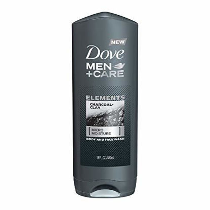 Picture of Dove Men+Care Elements Body Wash Charcoal+Clay 18 oz Effectively Washes Away Bacteria While Nourishing Your Skin