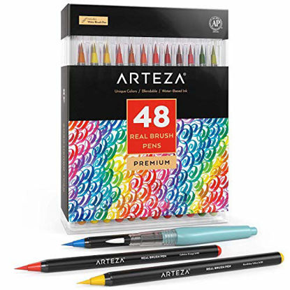 ARTEZA Real Brush Pens, 96 Paint Markers with Flexible Brush Tips,  Professional Watercolor Pens for Painting