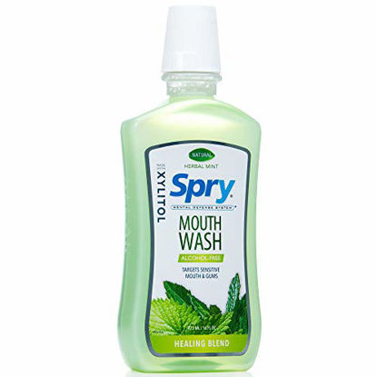 Picture of Spry Natural Mouthwash with Xylitol, Natural Healing Herbal Mint, 16 fl oz