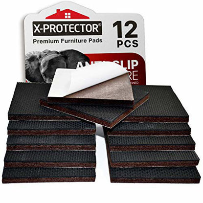 Picture of Non Slip Furniture Pads X-PROTECTOR - Premium 12 pcs 3 Furniture Pad! Best Furniture Grippers - SelfAdhesive Rubber Feet - Furniture Floor Protectors for Keep in Place Furniture & Furniture Stoppers