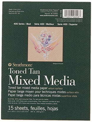 Picture of Strathmore 462-206 400 Series Toned Tan Mixed Media Pad, 6"x8" Glue Bound, 15 Sheets per Pad