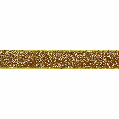 Picture of YYCRAFT 5 Yards Glitter 5/8" Elastic Ribbon for Hair Ties Headbands (Gold)