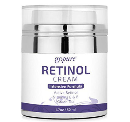 Picture of goPure Retinol Cream for Face - Anti Aging Face Cream - Anti Wrinkle Cream Face Moisturizer - Retinol Night Cream in Airless Jar - 1.7oz